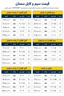 قيمت سيم وکابل